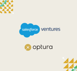 Salesforce Ventures and Optura logos side by side on an off-white background